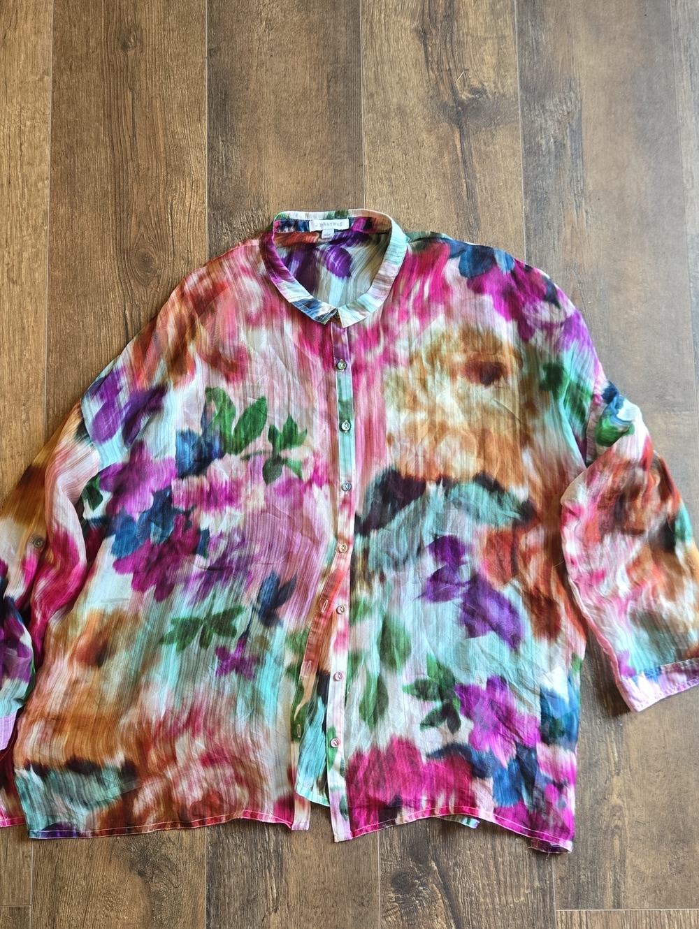 Johnny Was The Oversized Audrey Shirt Floral Button Down Multicolor Large